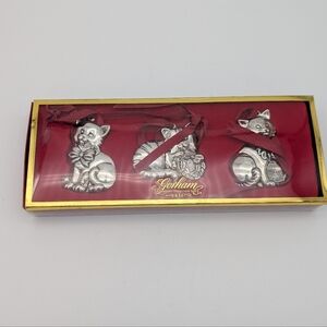 Vintage Gorham Silverplated Cat Ornament Trio